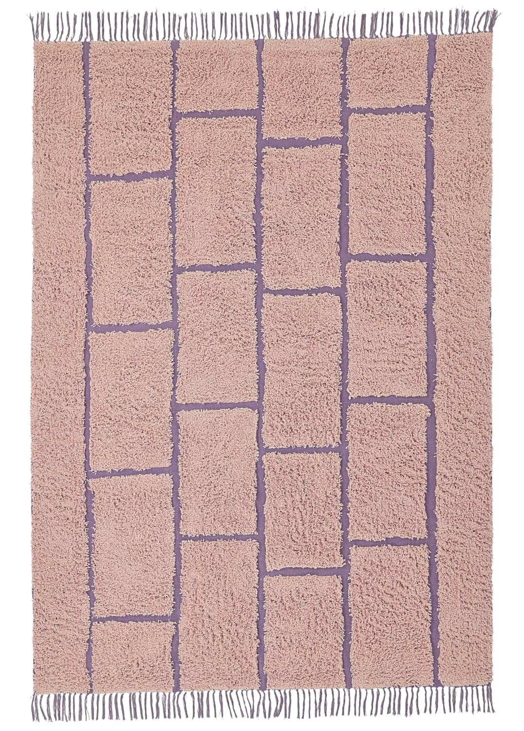 Ryamattor - Lindley Natural Cotton Shaggy (rosa/lila) (Storlek: 80 x 150 cm)