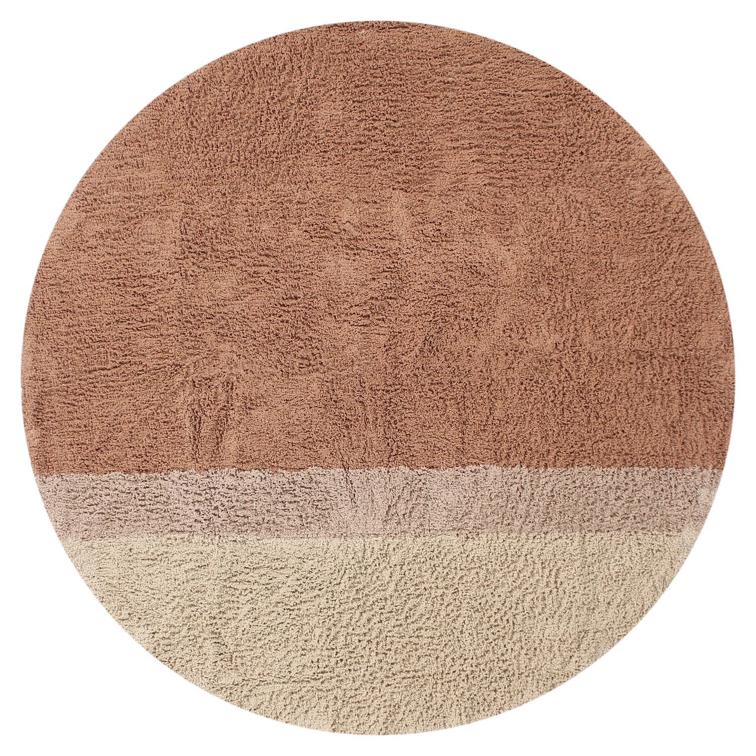 Rund matta - Mareto Natural Cotton Shaggy (brun) (Storlek: Ø 160 cm)