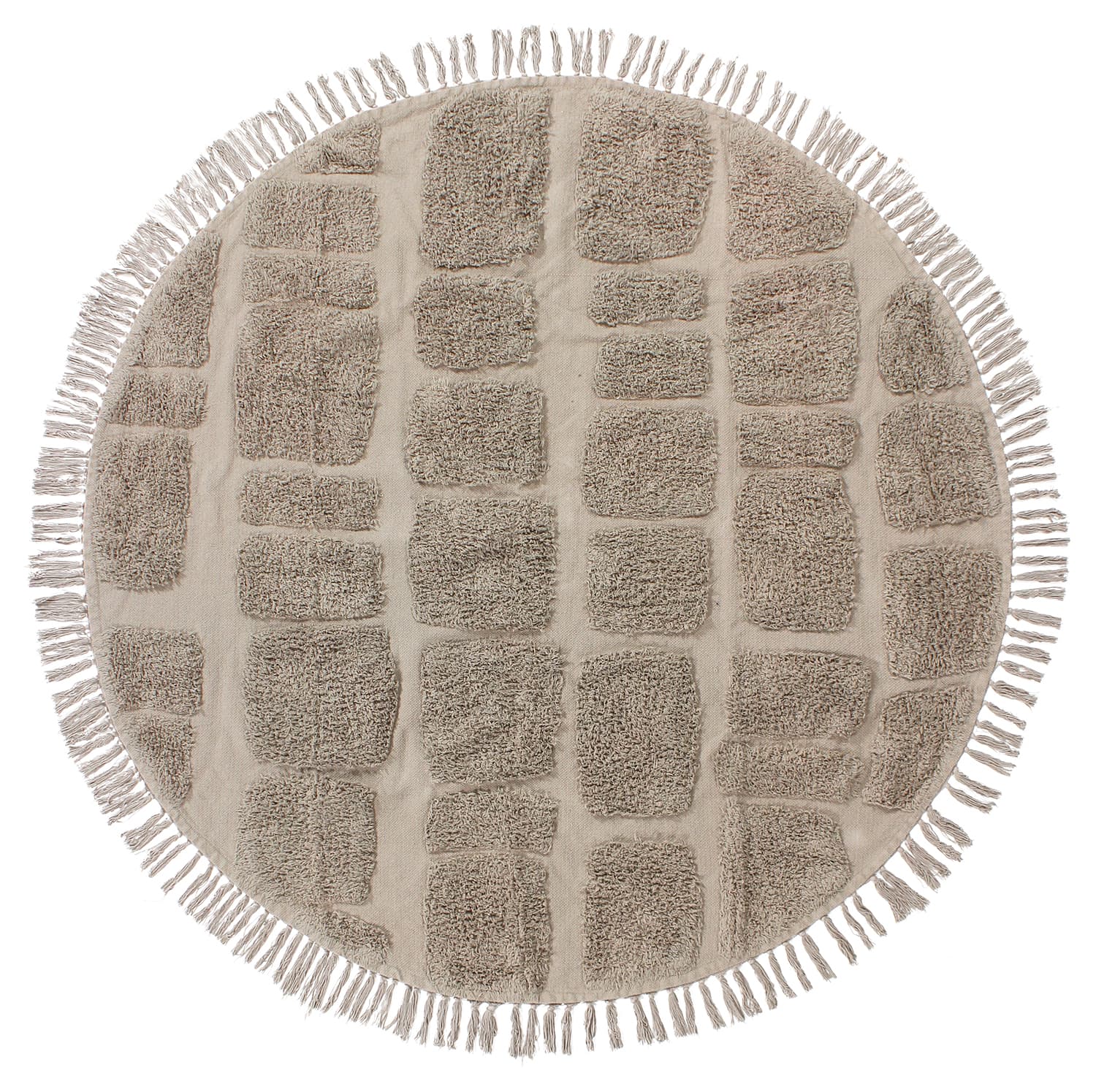 Rund matta - Salem Natural Cotton Shaggy (taupe) (Storlek: Ø 200 cm)