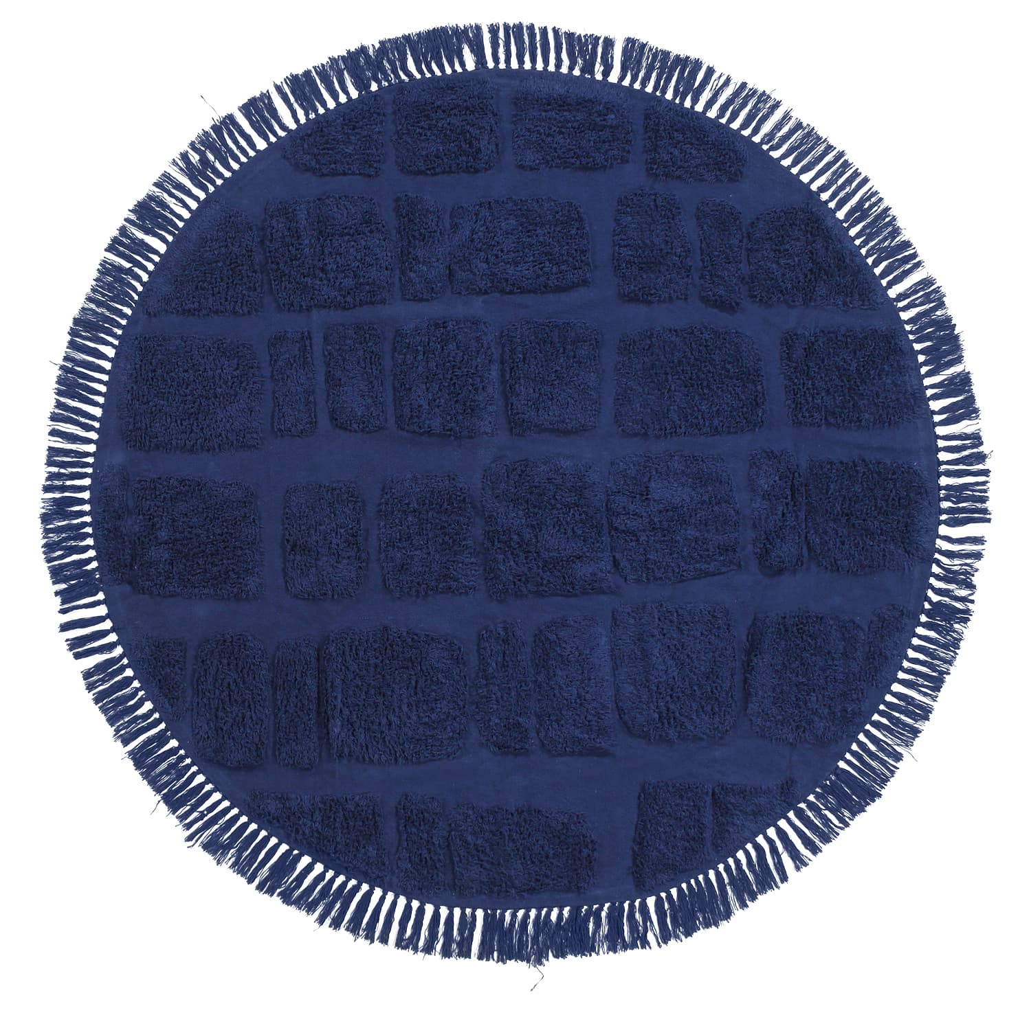 Rund matta - Salem Natural Cotton Shaggy (mörkblå) (Storlek: Ø 200 cm)