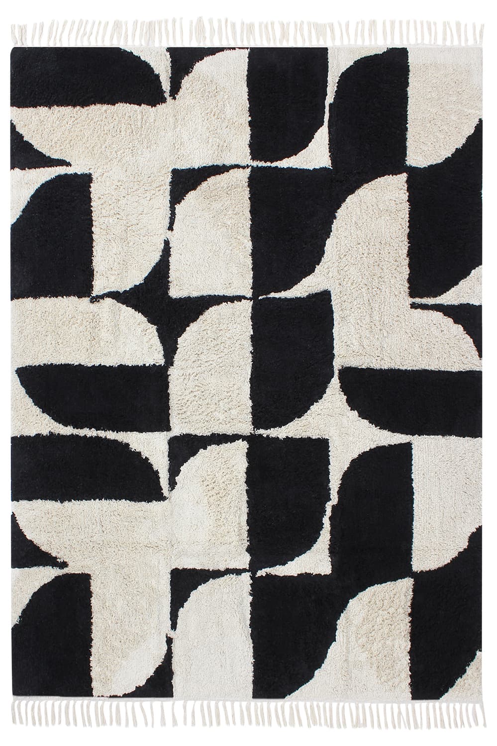 Ryamattor - Siberia Natural Cotton Shaggy (offwhite/svart) (Storlek: 130 x 190 cm)