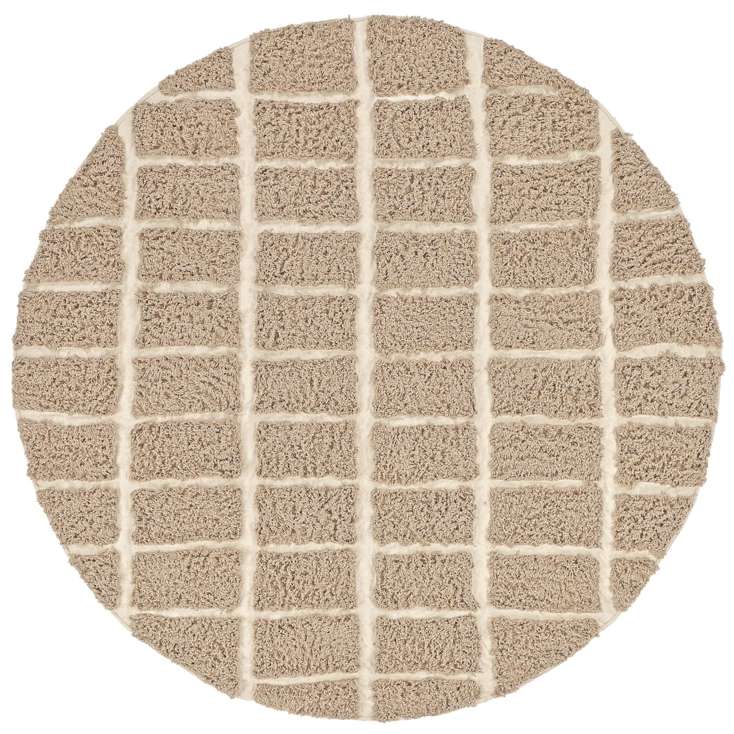 Rund Matta - Zola Natural Cotton Shaggy (beige) (Storlek: Ø 200 cm)