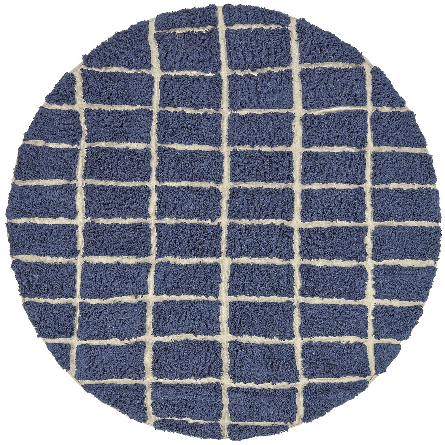Rund Matta - Zola Natural Cotton Shaggy (blå) (Storlek: Ø 200 cm)