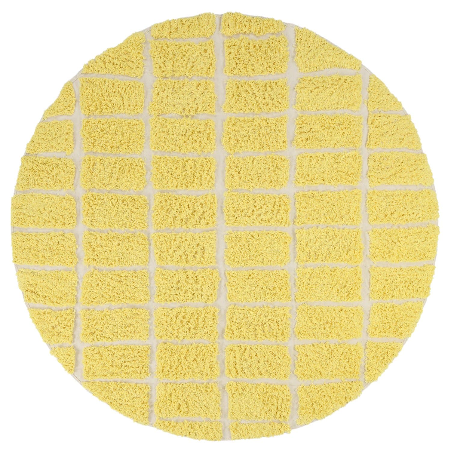 Rund Matta - Zola Natural Cotton Shaggy (gul) (Storlek: Ø 200 cm)