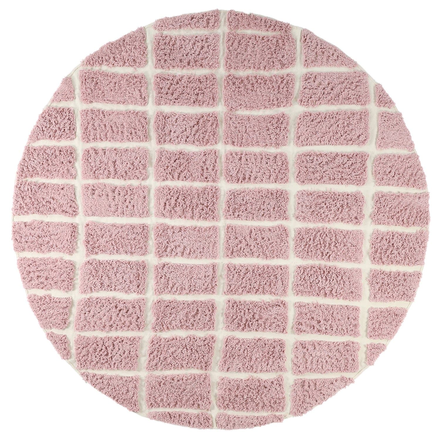 Rund Matta - Zola Natural Cotton Shaggy (rosa) (Storlek: Ø 200 cm)