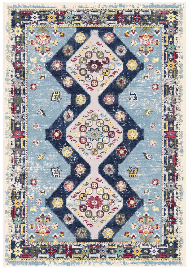Wiltonmatta - Mazzarino (blå/multi) (Storlek: 200 x 280 cm)