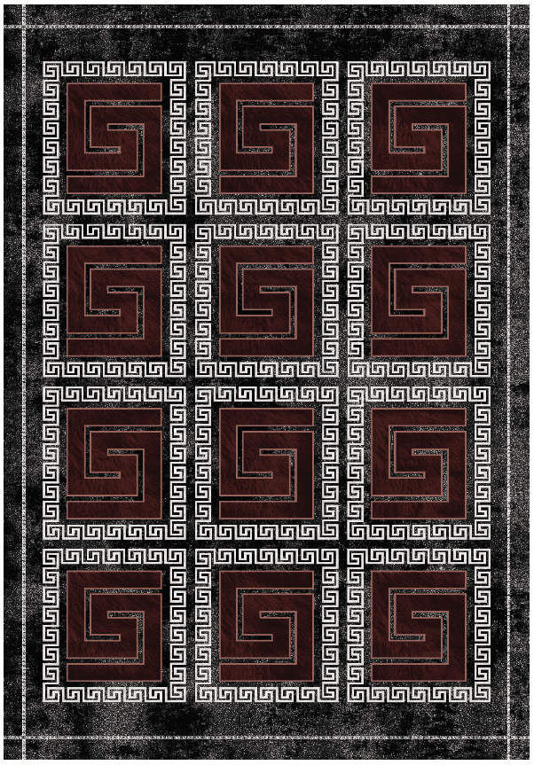 Wiltonmatta - Milos (svart/röd) (Storlek: 160 x 230 cm)