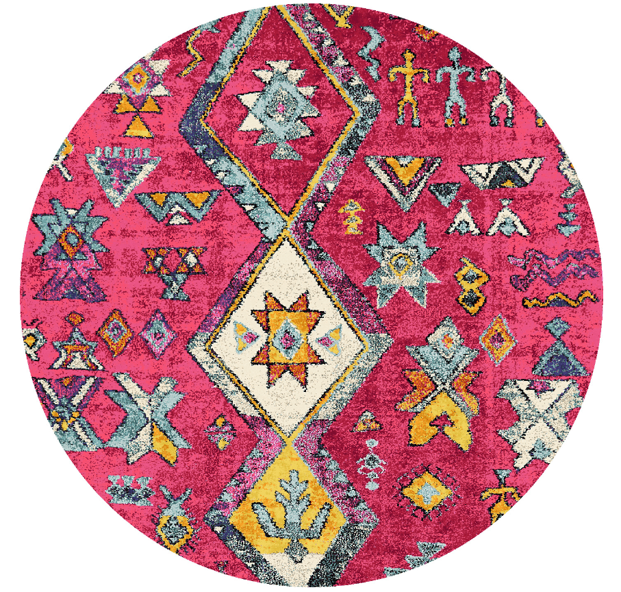 Rund matta - Misare (rosa/multi) (Storlek: Ø 160 cm)
