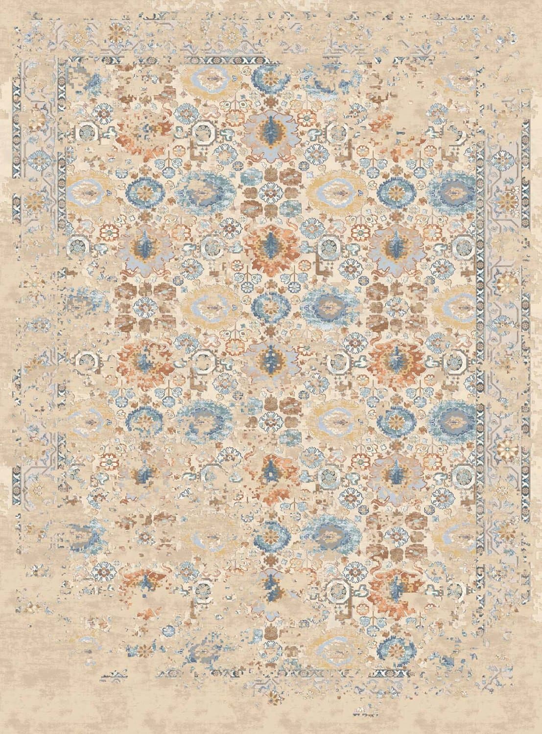Wiltonmatta - Oakley (beige/blå) (Storlek: 200 x 280 cm)