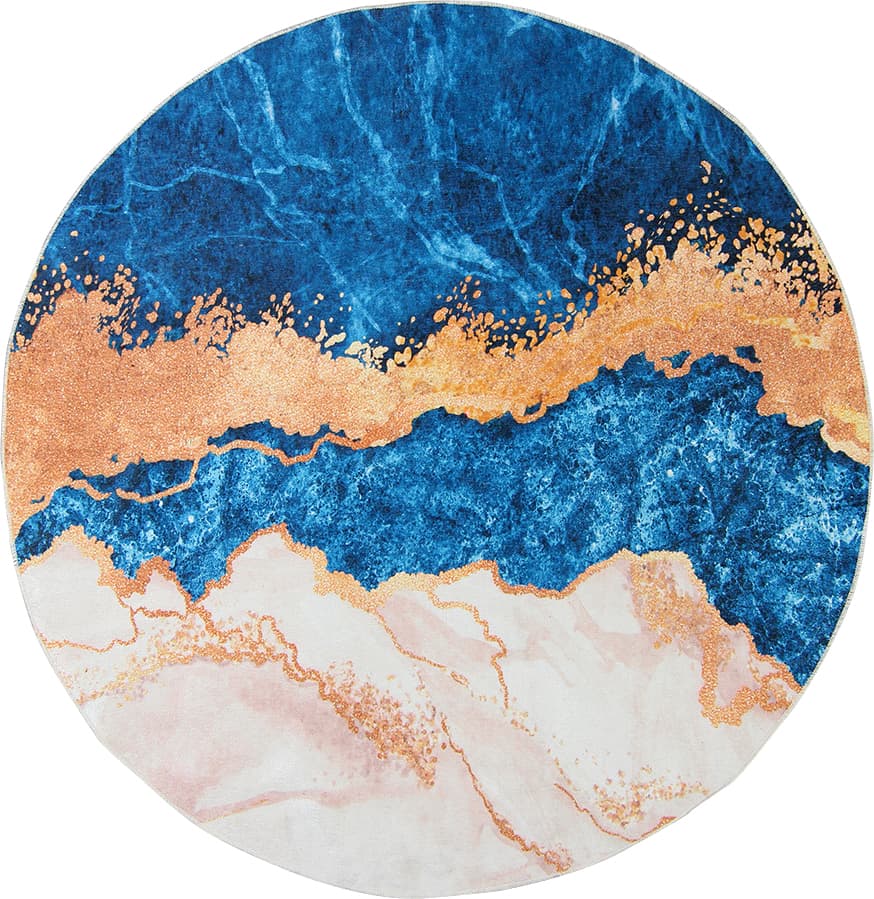 Rund matta - Padova (blå/orange) (Storlek: Ø 200 cm)