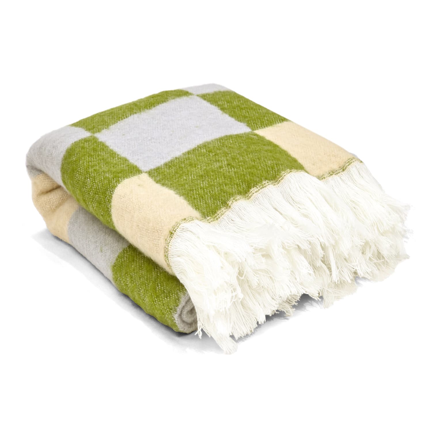Filtar - Pläd i ullmix - Audrey Check (beige/grön/lila) (Storlek: 130 x 170 cm)