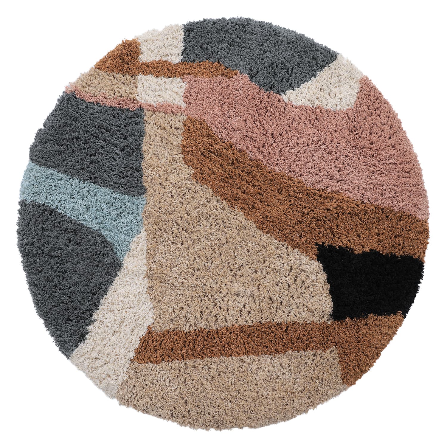 Rund matta - Cefalu Natural Cotton Shaggy (multi) (Storlek: Ø 120 cm)