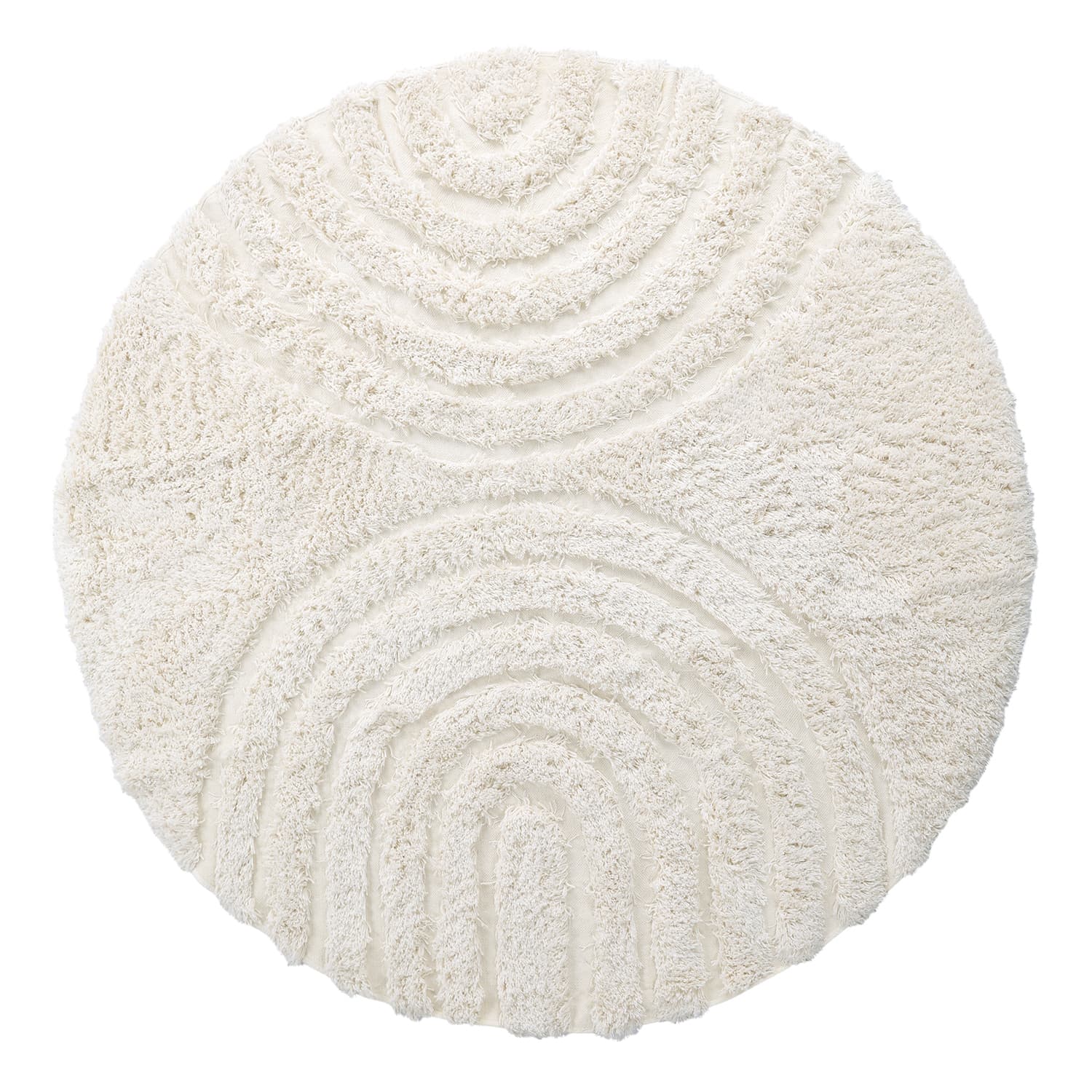 Rund matta - Lindos Natural Cotton Shaggy (vit) (Storlek: Ø 160 cm)