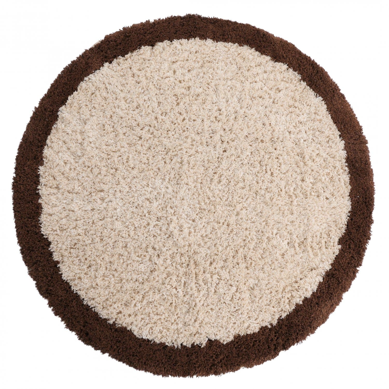 Rund matta - Sagres Natural Cotton Shaggy (offwhite/brun) (Storlek: Ø 160 cm)