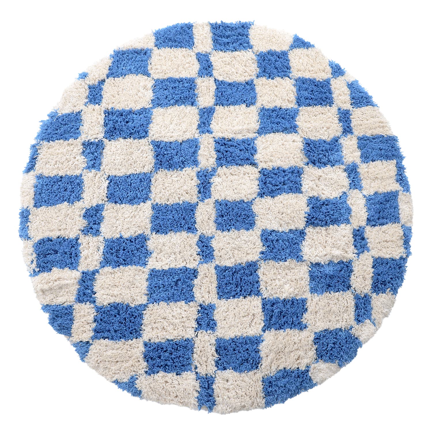 Rund matta - Atrani Natural Cotton Shaggy (blå) (Storlek: Ø 160 cm)