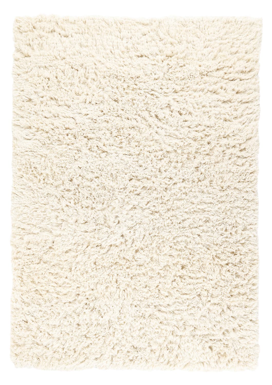 Ryamatta - Fassale Hand Woven Wool Shaggy (vit) (Storlek: 160 x 230 cm)