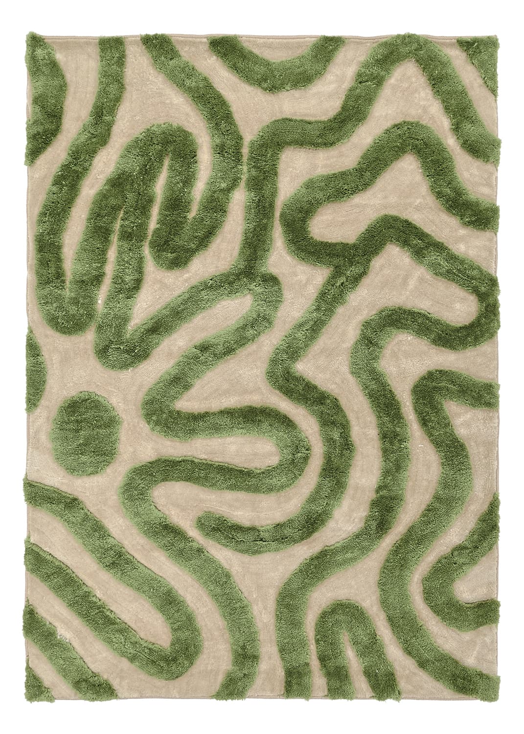 Ryamattor - Akaba (cream/grön) (Storlek: 140 x 200 cm)