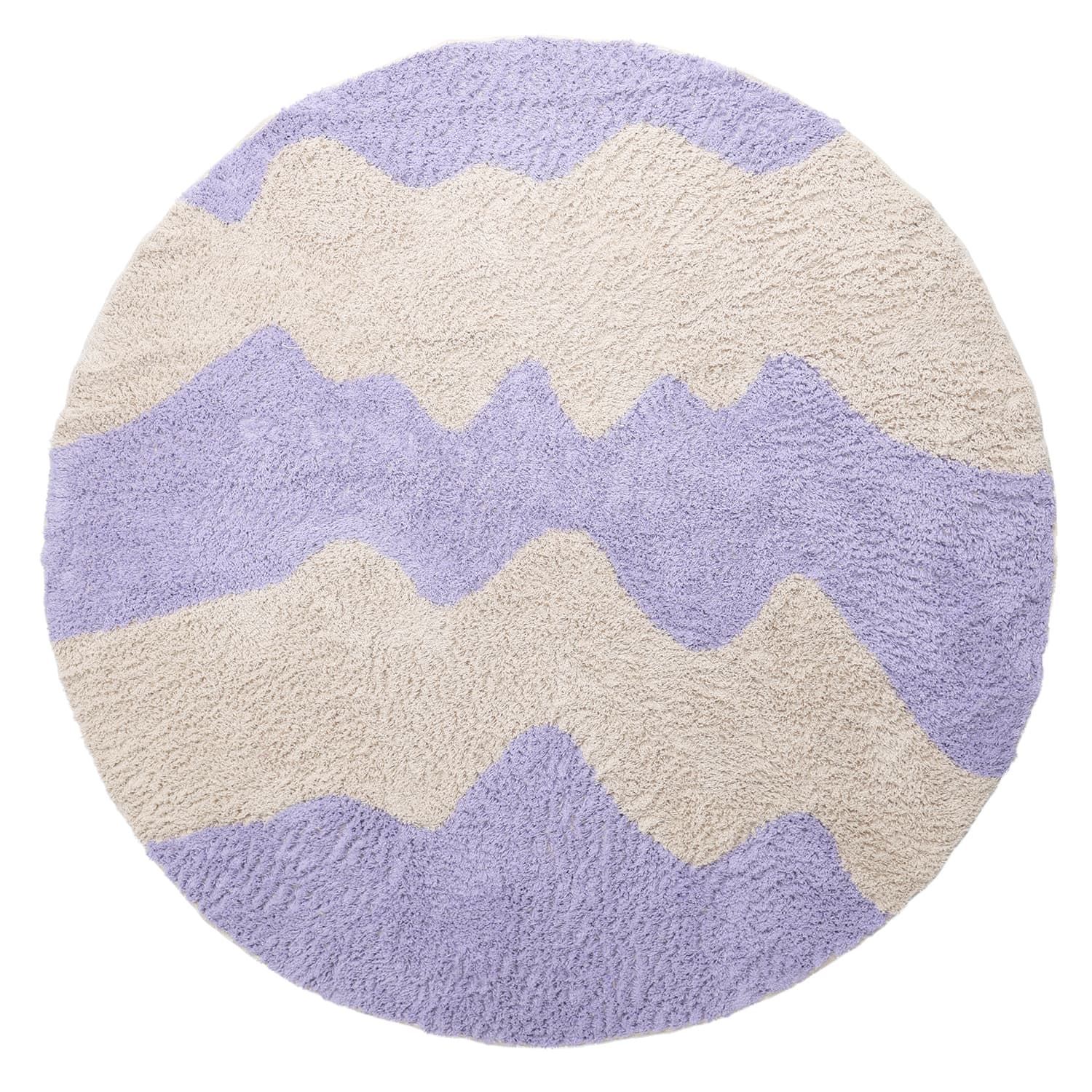 Rund matta - Amira Natural Cotton Shaggy (lila/beige) (Storlek: Ø 200 cm)