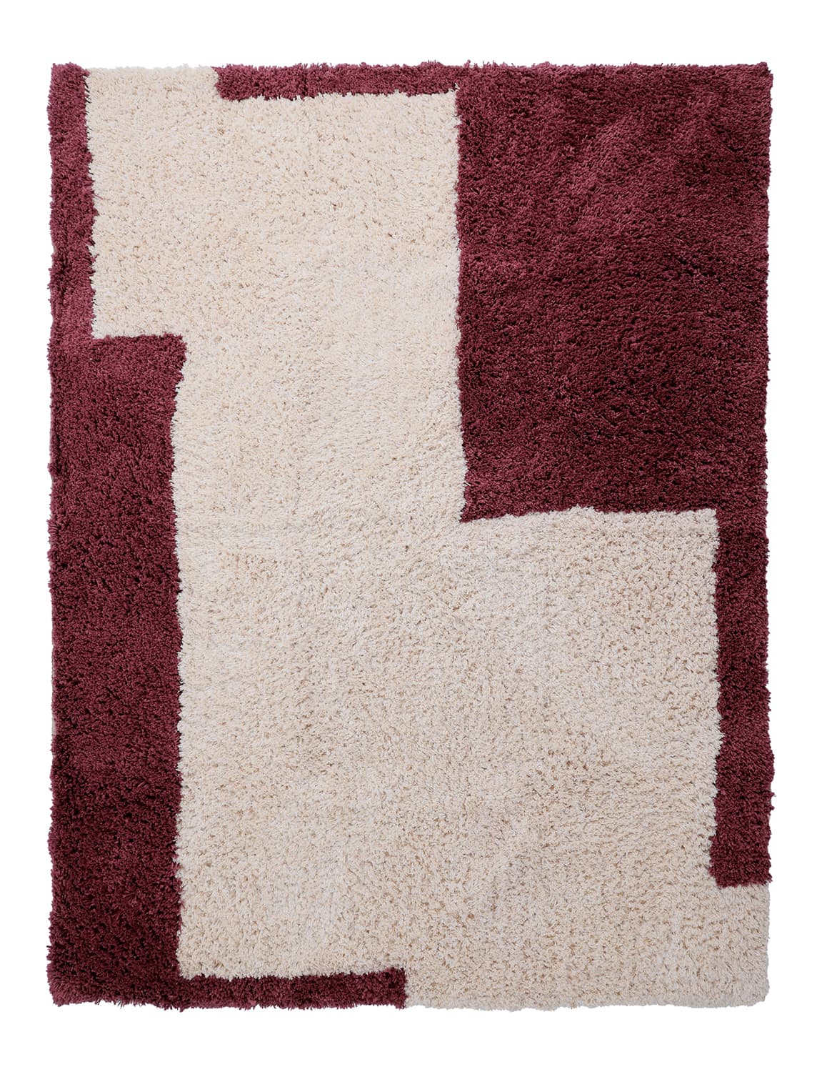 Ryamattor - Begur Natural Cotton Shaggy (offwhite/vinröd) (Storlek: 240 x 340 cm)