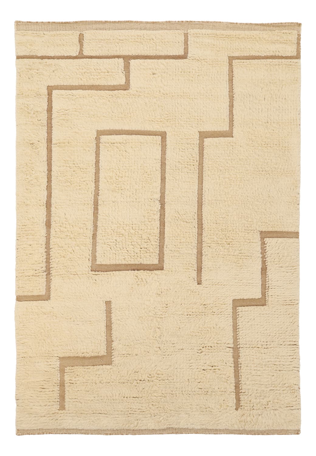 Ryamattor - Kiberg Hand Woven Wool Shaggy (cream) (Storlek: 160 x 230 cm)