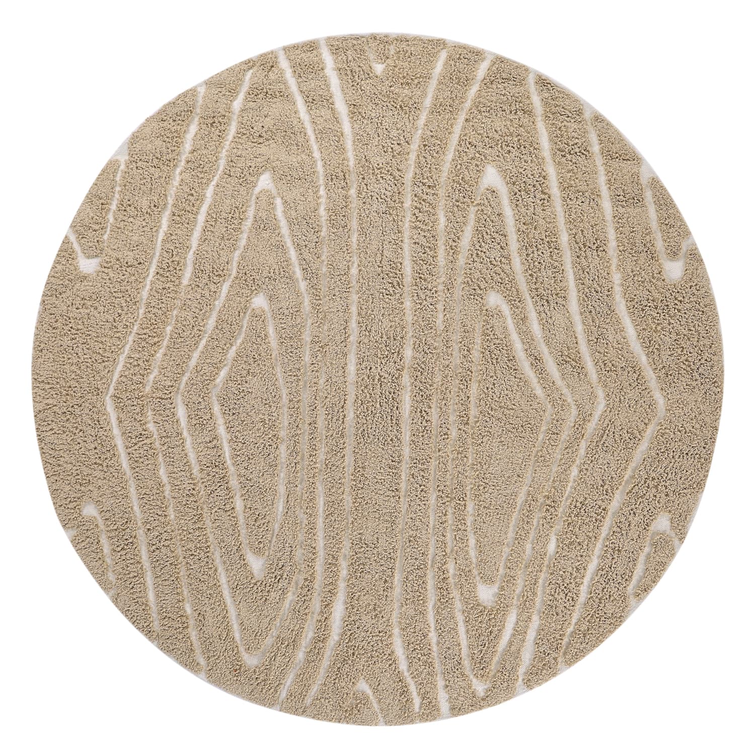 Rund matta - Kindon Natural Cotton Shaggy (beige/vit) (Storlek: Ø 200 cm)