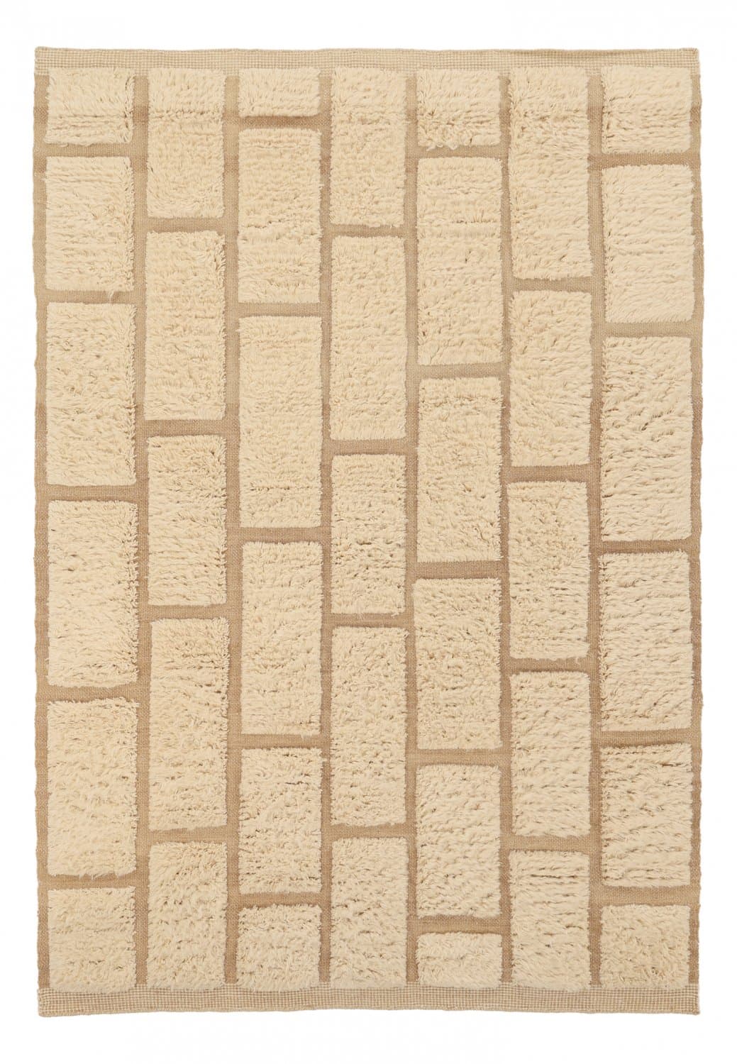 Ryamattor - Leknes Hand Woven Wool Shaggy (cream) (Storlek: 160 x 230 cm)