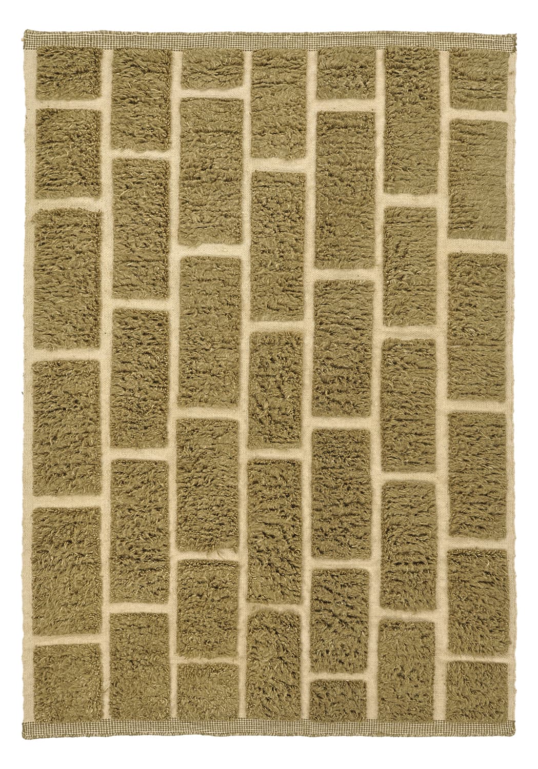 Ryamattor - Leknes Hand Woven Wool Shaggy (grön) (Storlek: 160 x 230 cm)