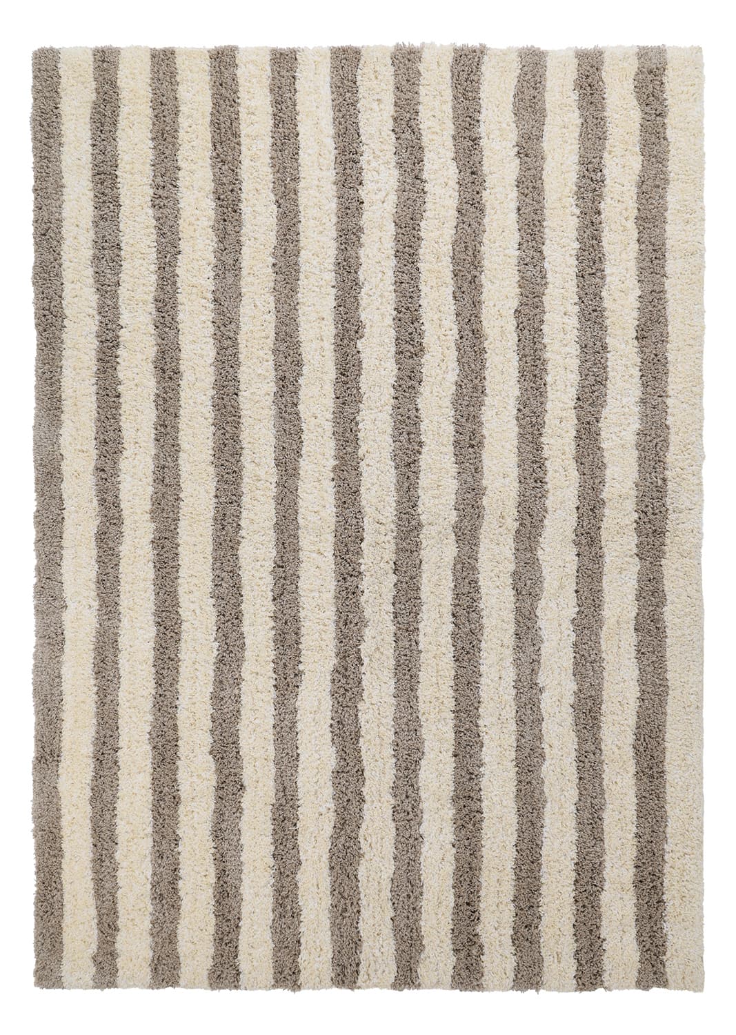 Ryamattor - Thira Stripe Cotton Shaggy (creme/taupe) (Storlek: 80 x 150 cm)