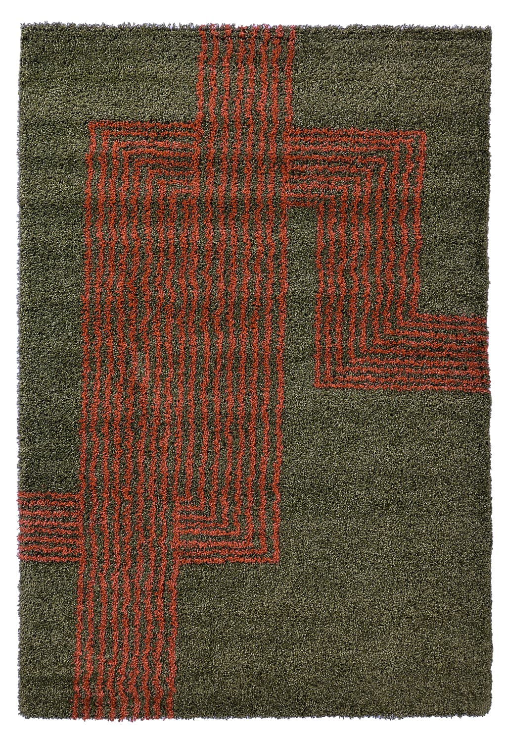Ryamattor - Zagora (grön/orange) (Storlek: 200 x 290 cm)