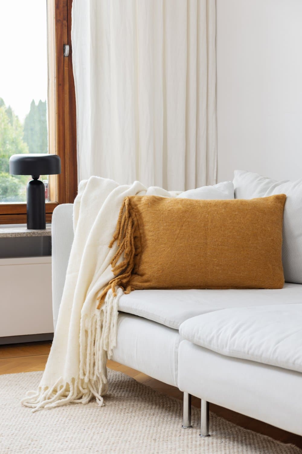 Kuddfodral i ullmix - Samantha (gul) (Storlek: 40 x 60 cm)