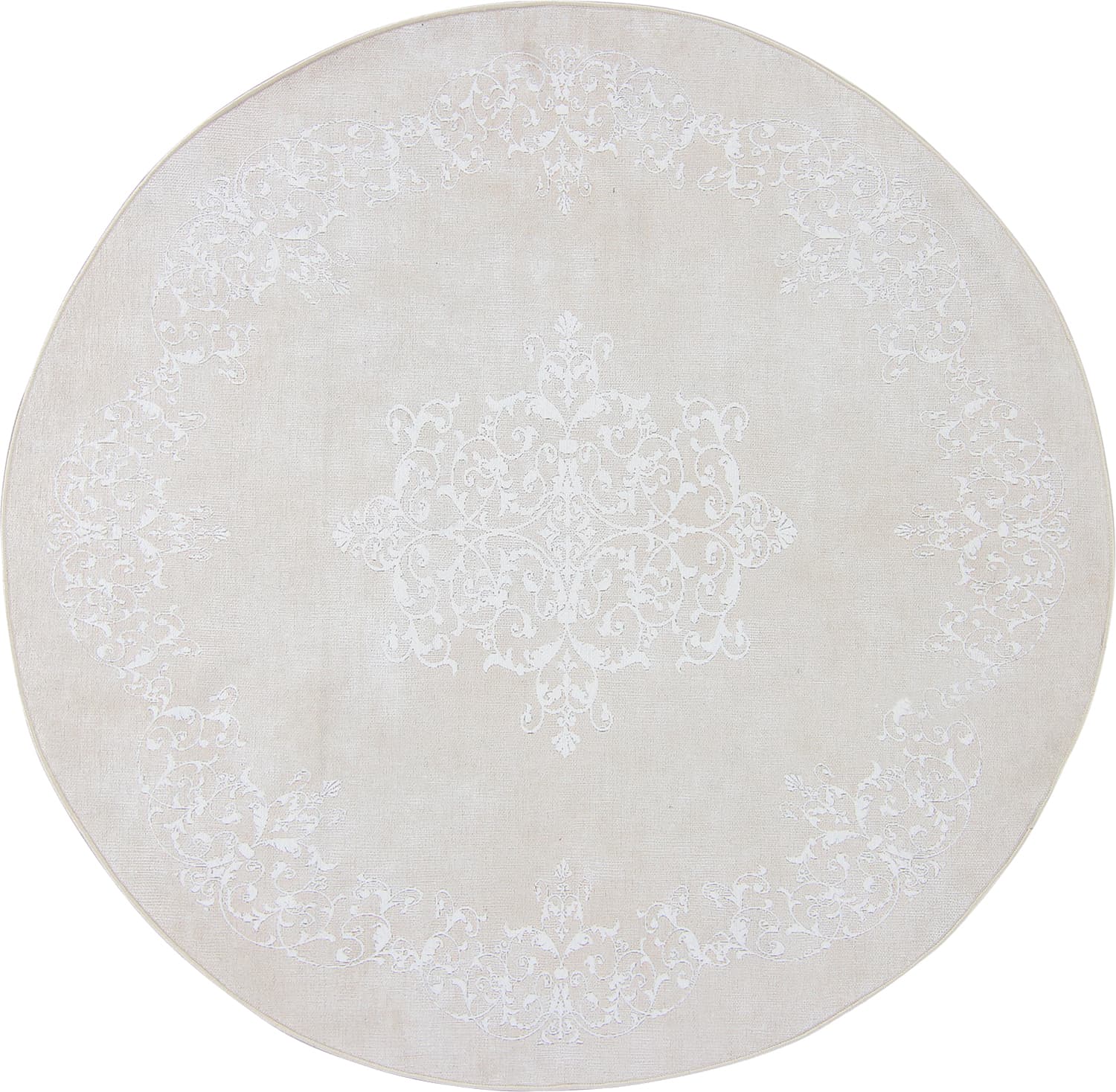 Rund matta - Santi (ljusrosa/vit) (Storlek: Ø 120 cm)