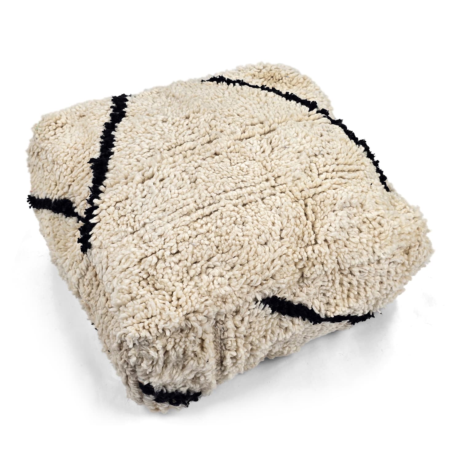 Sittpuff - Marockansk Beni Ourain 043 (Storlek: 60 x 60 cm)