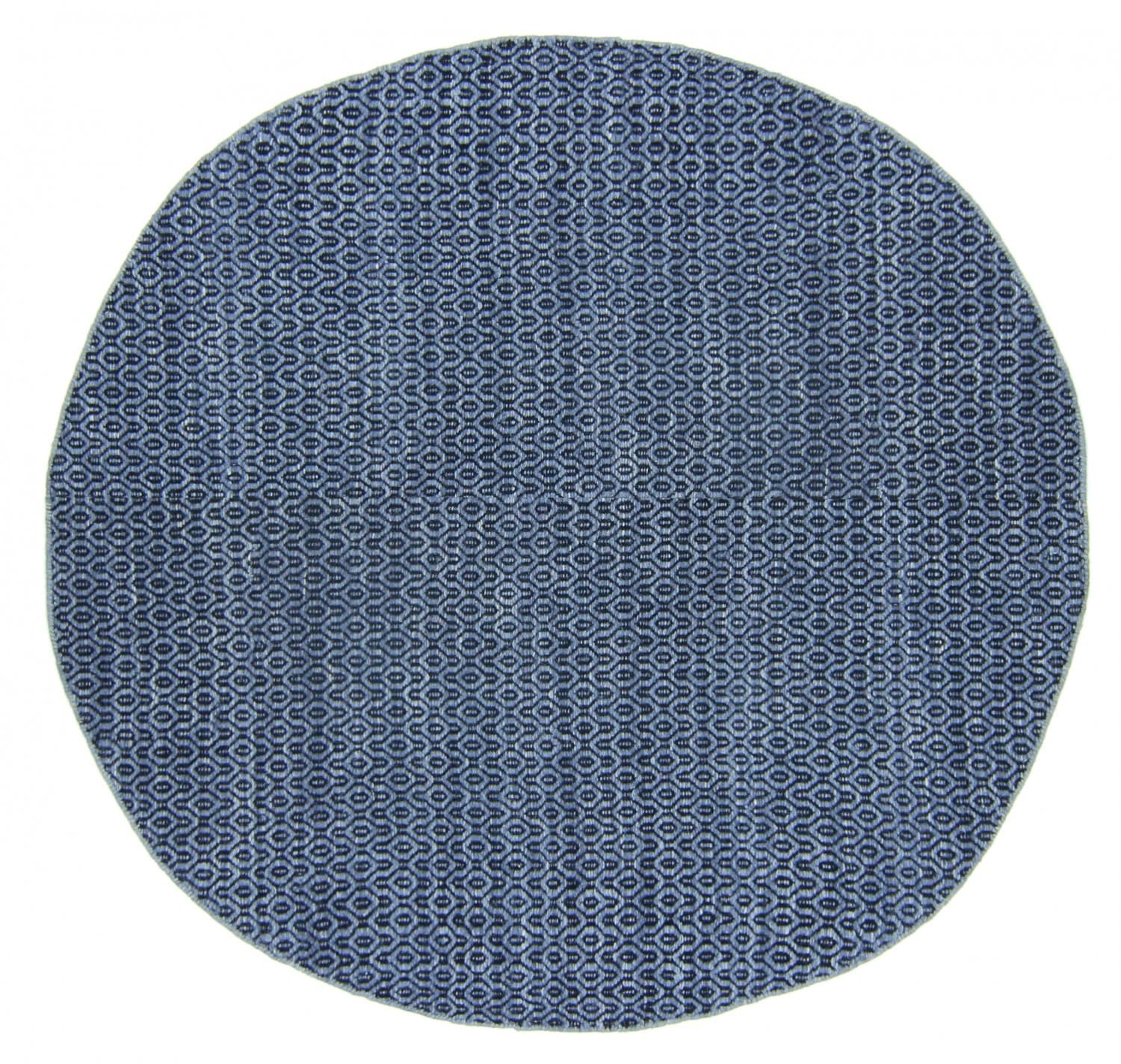 Rund matta - Snowshill (blå/svart) (Storlek: Ø 120 cm)