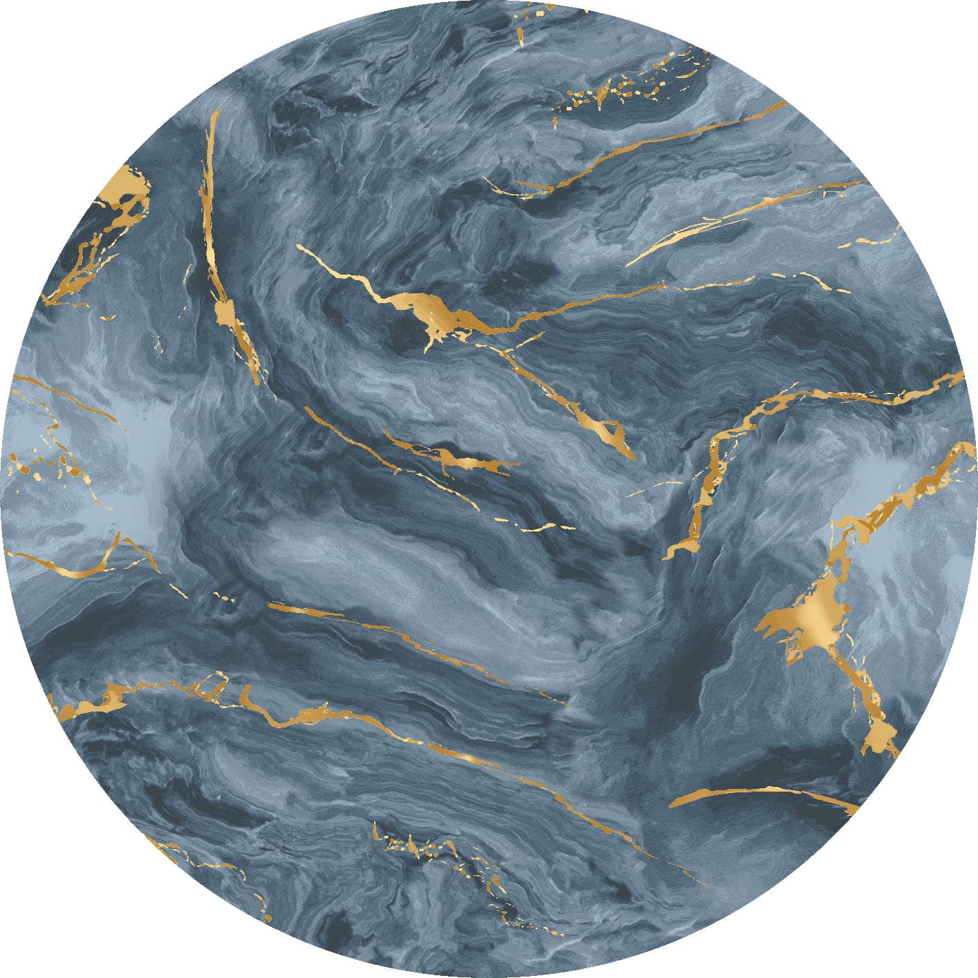 Rund matta - Storm (blå/guld) (Storlek: Ø 160 cm)