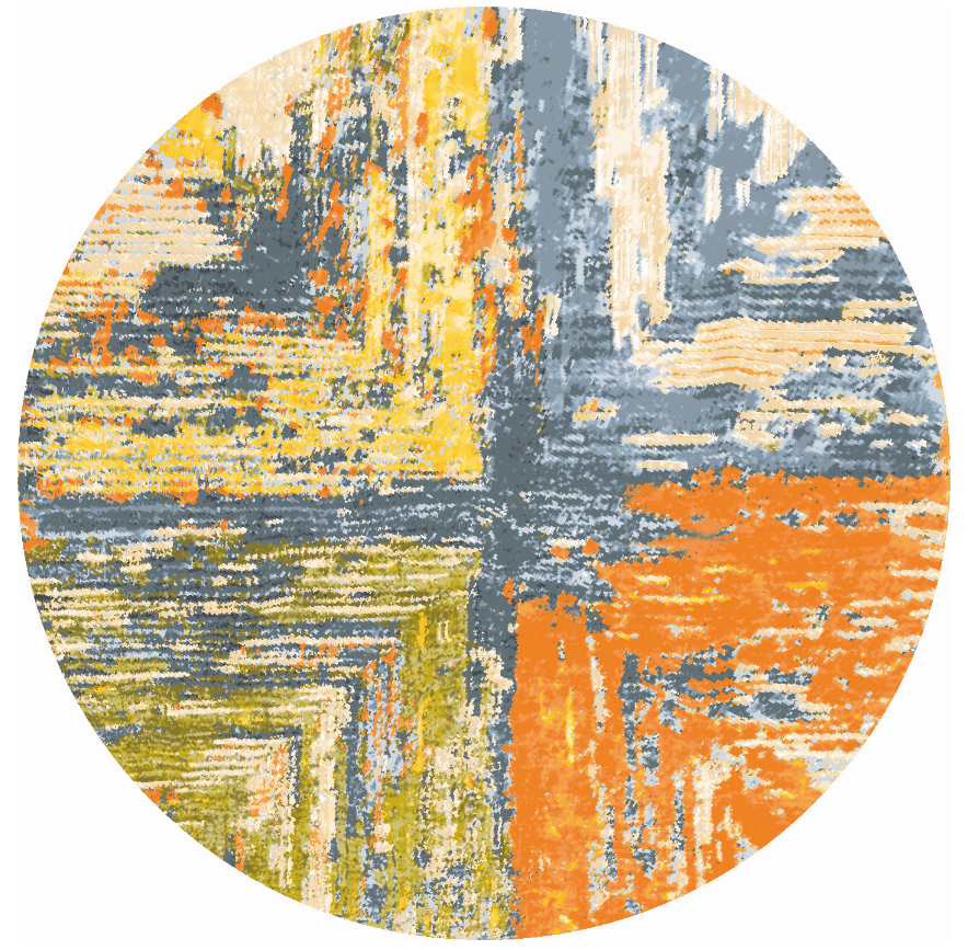 Rund matta - Tizzano (orange/multi) (Storlek: Ø 200 cm)