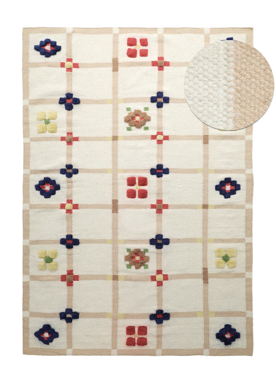 Ullmatta - Lausanne Flatweave Tufted Premium (vit/beige) (Storlek: 160 x 230 cm)