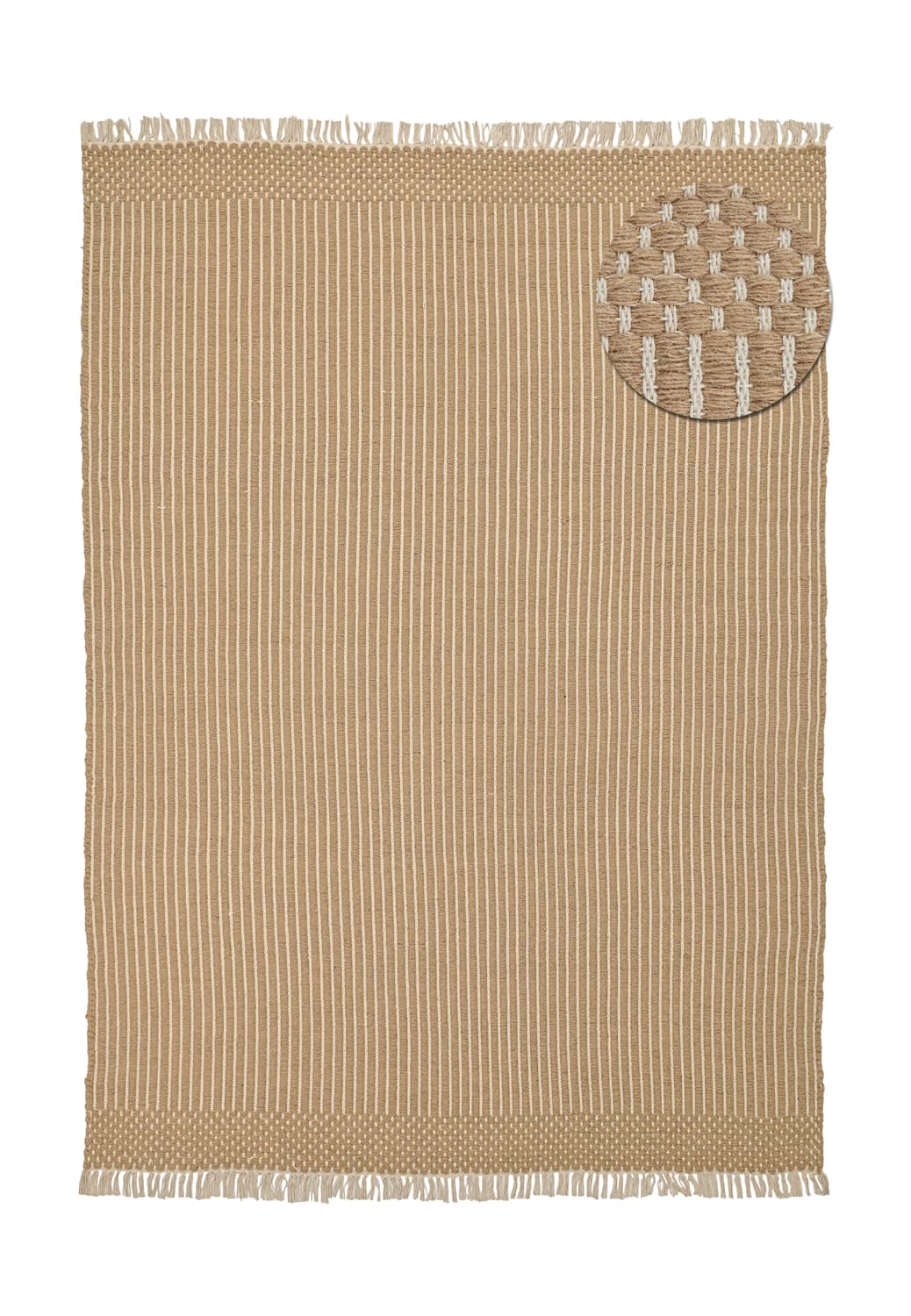 Ullmatta - Arbil (beige/vit) (Storlek: 140 x 200 cm)