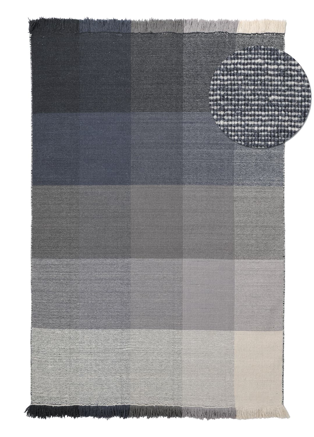 Ullmatta - Chaves (blå/grå/vit) (Storlek: 80 x 150 cm)