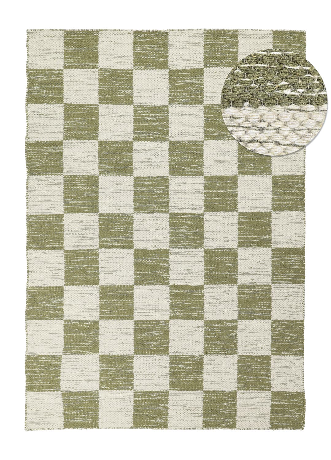 Ullmatta - Dundee (grön/vit) (Storlek: 200 x 290 cm)