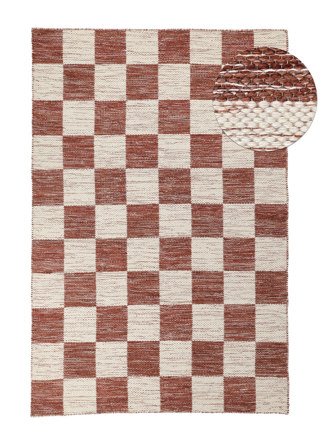 Ullmatta - Dundee (röd/vit) (Storlek: 200 x 290 cm)
