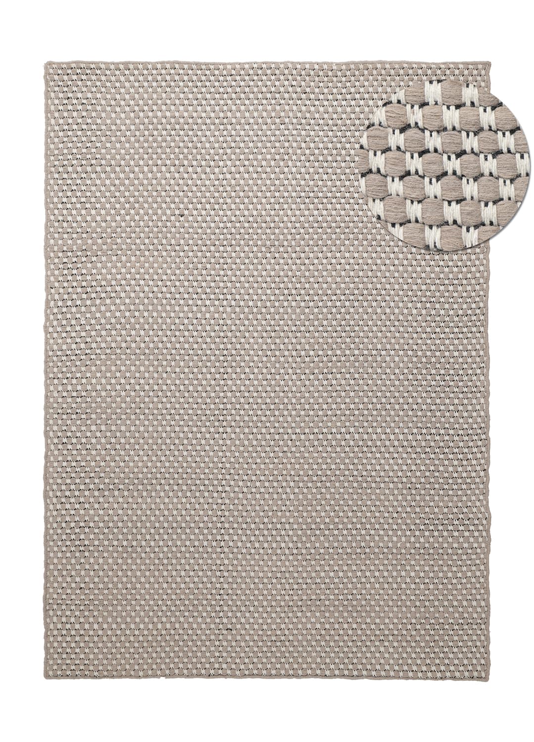 Ullmatta - Ovelia (taupe/vit) (Storlek: 160 x 230 cm)