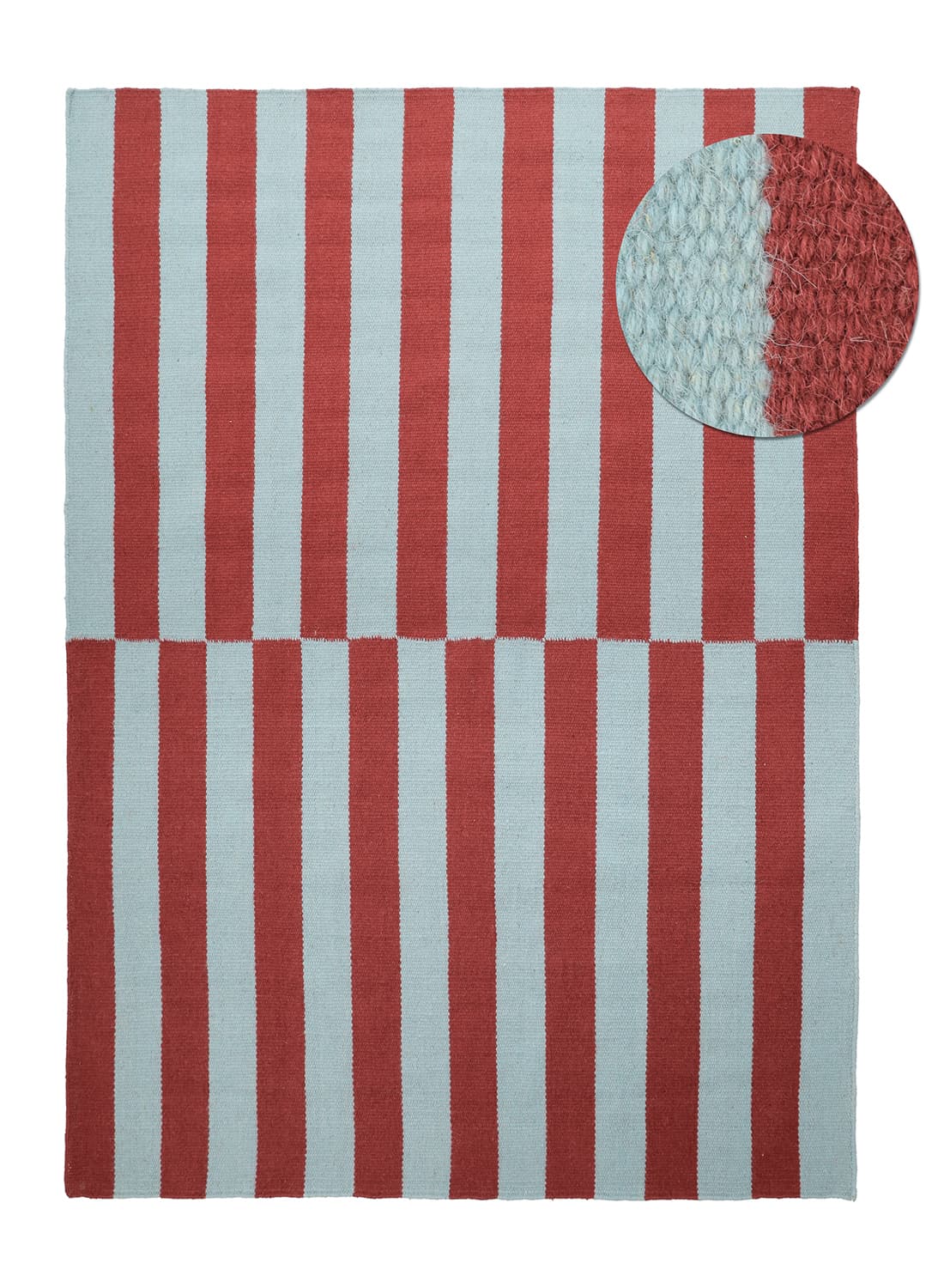 Ullmatta - Peniche (ljusblå/röd) (Storlek: 80 x 150 cm)