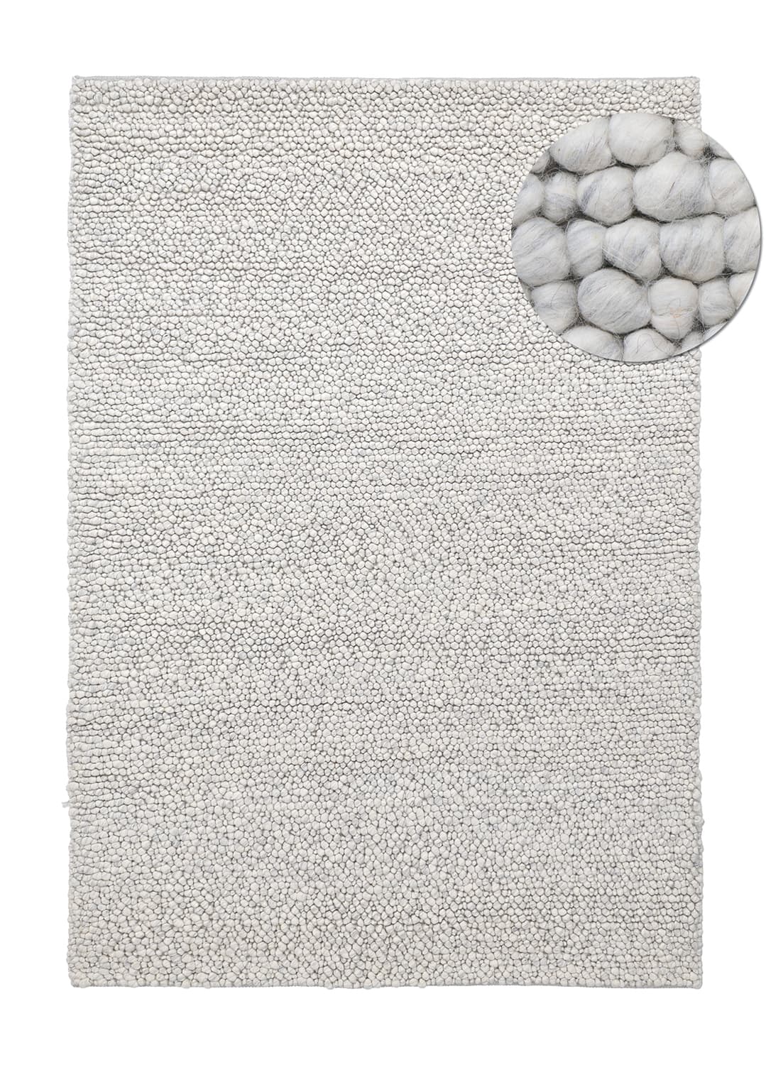 Ullmatta - Sala Irregular Wool Bubble (ljusgrå melerad) (Storlek: 200 x 290 cm)