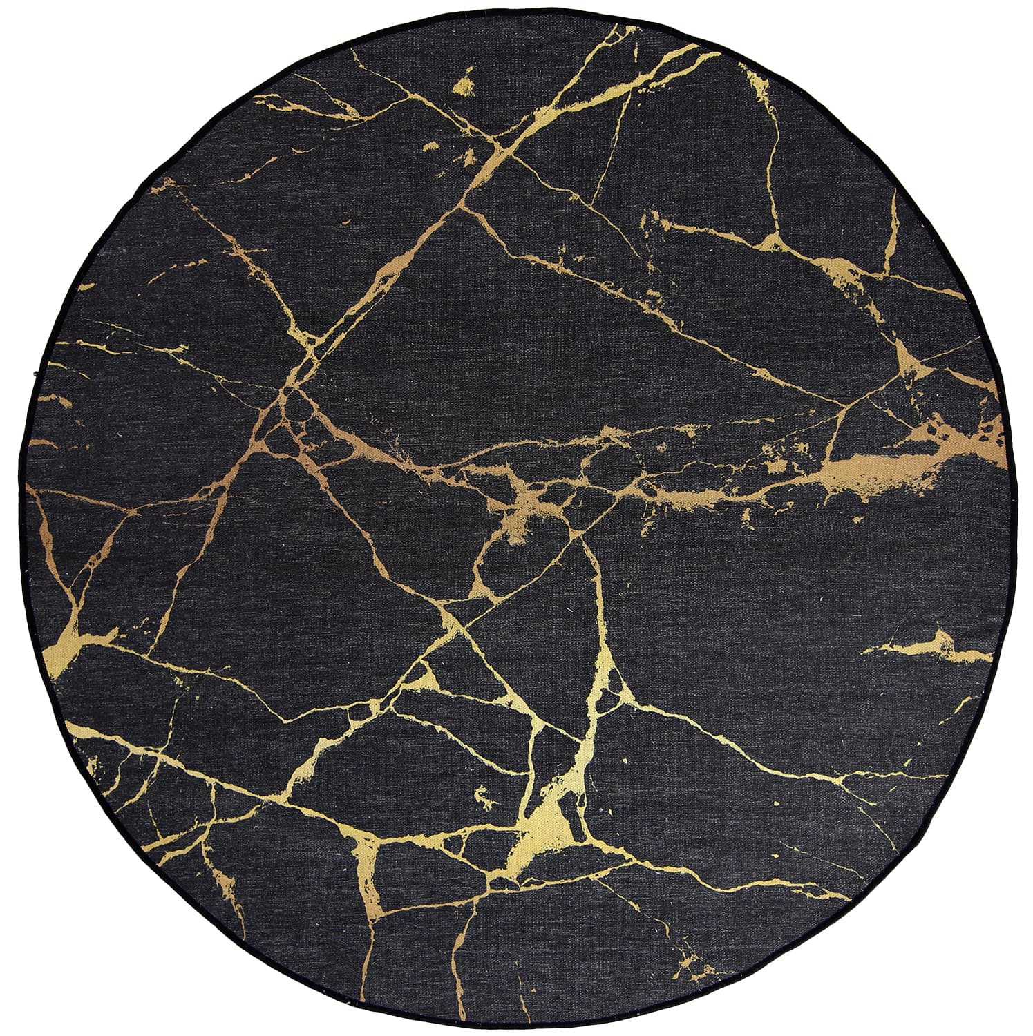 Rund matta - Vieste (antracit/guld) (Storlek: Ø 120 cm)