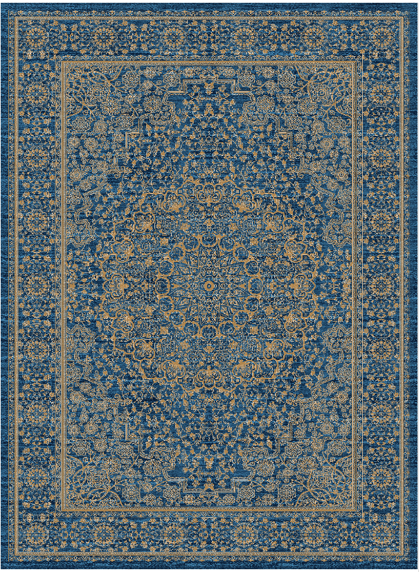 Wiltonmatta - Vinadio (blå/guld) (Storlek: 200 x 280 cm)