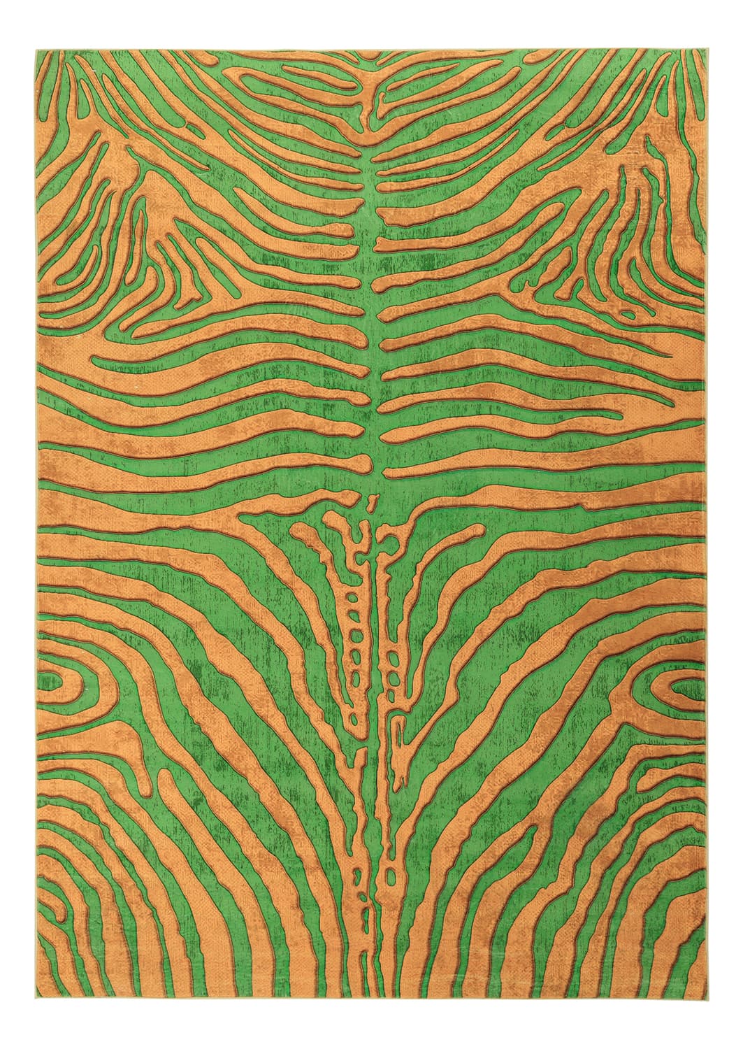 Wiltonmatta - Zebra (grön/orange) (Storlek: 200 x 280 cm)