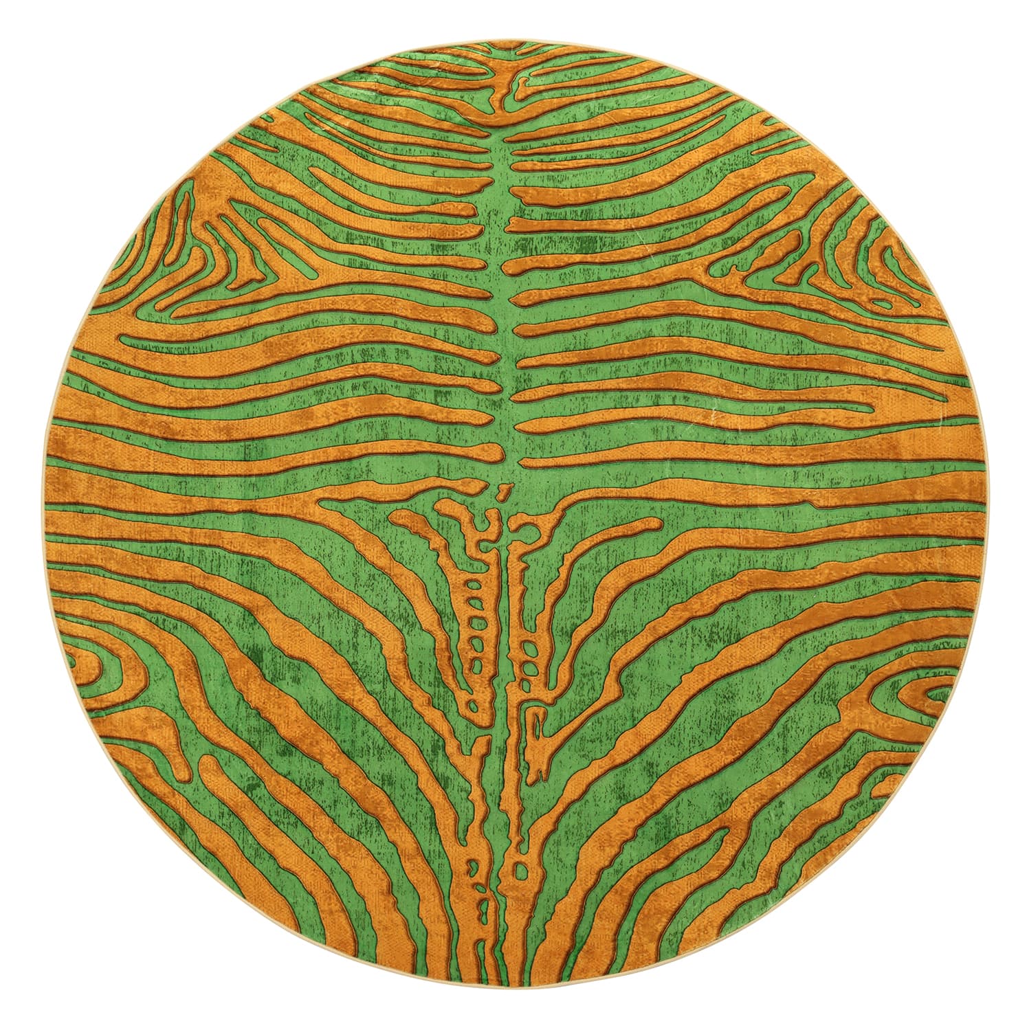 Rund matta - Zebra (grön/orange) (Storlek: Ø 200 cm)