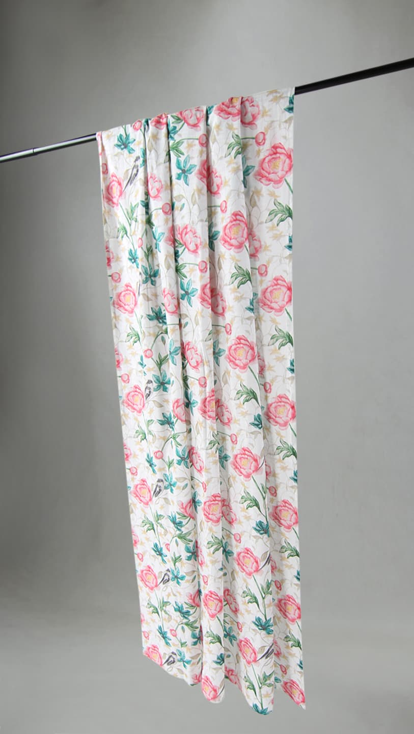 Gardiner - Bomullsgardin - Gullan (rosa) (Storlek: 140 x 250 cm)