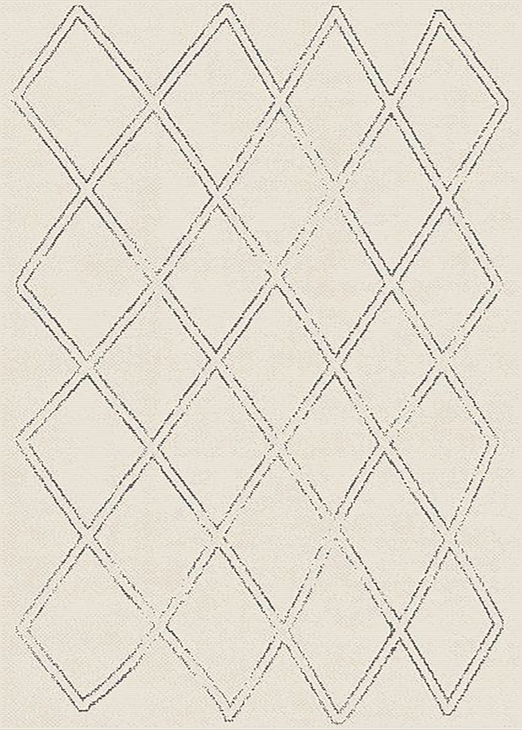 Inomhus- utomhusmatta - Brussels Diamond (vit) (Storlek: 160 x 230 cm)