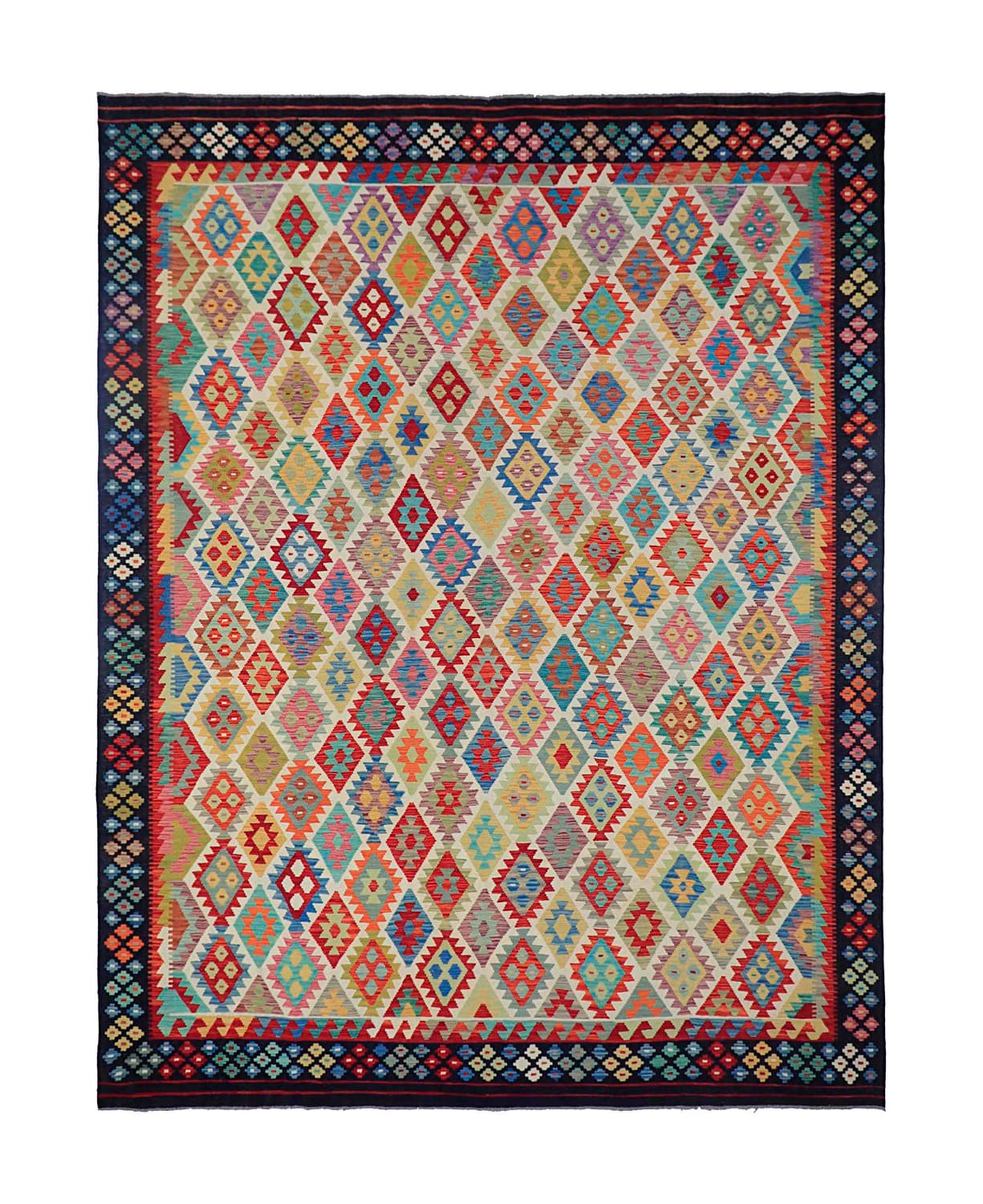 Orientalisk Matta - Vegi Kelim Hand Woven - 303 x 393 cm (Storlek: 303 x 393 cm)